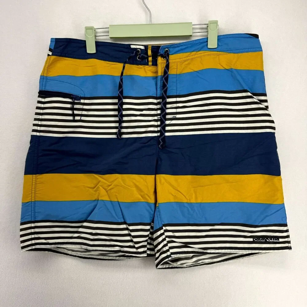 Patagonia Embroidered‎ Board Shorts Bathing Suit Striped Mens Size 36